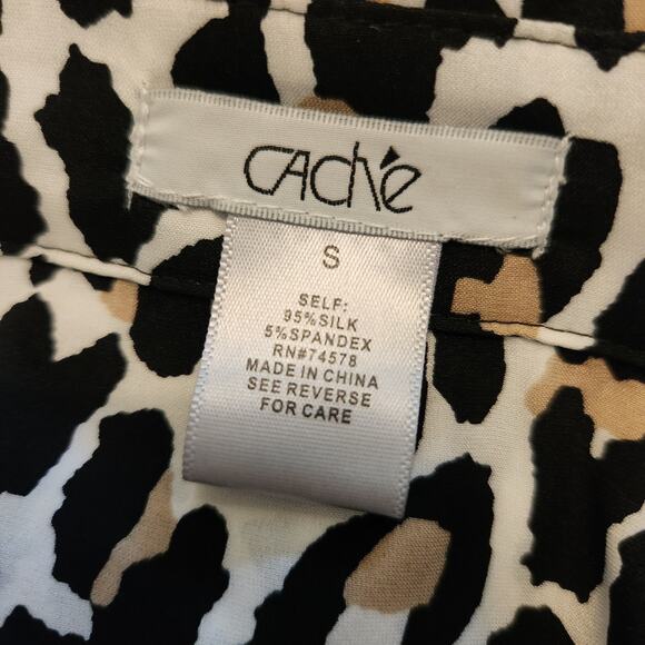 Y2K Cache Shirt Size Small Womens Animal Leopard Top Cutout Shoulder Buttonup - Picture 8 of 9